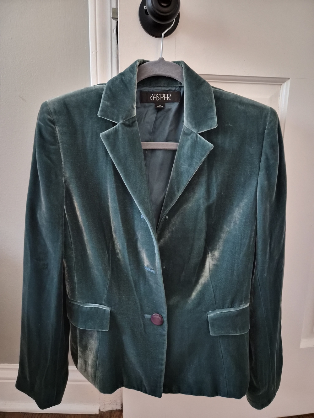 Kasper Women's Velvet Blazer Jacket in Teal